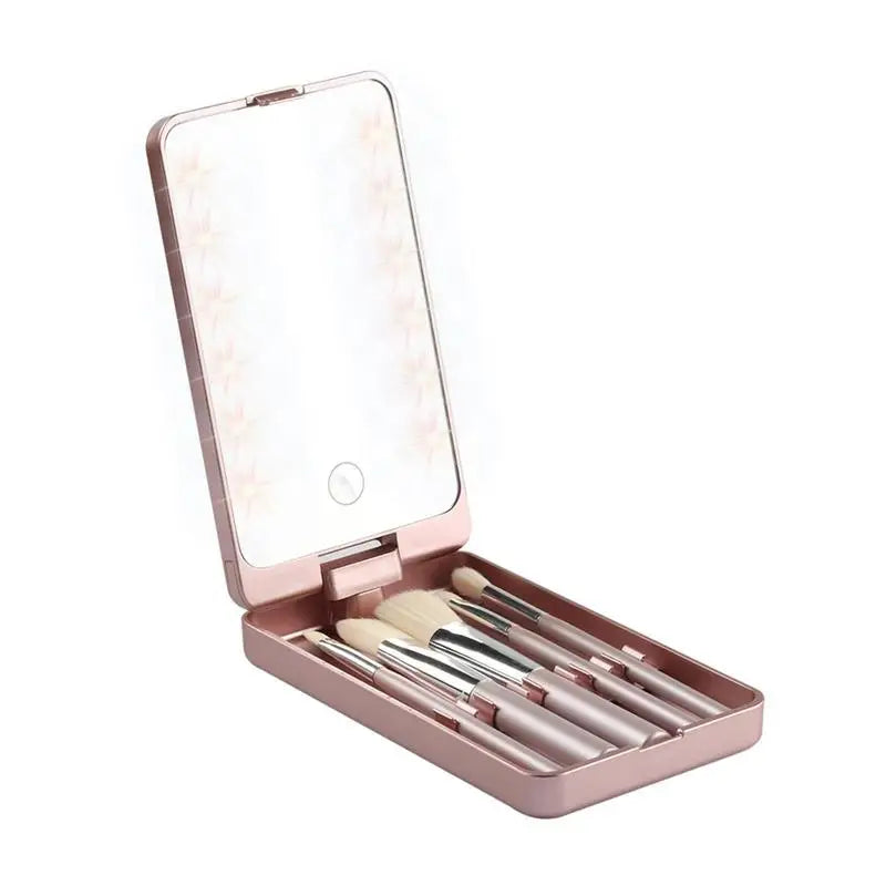 Travel Makeup Brush Set with LED light