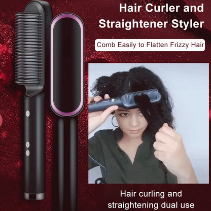 Hair Straightener Brush-Hair Straightening Iron With Built-in Comb