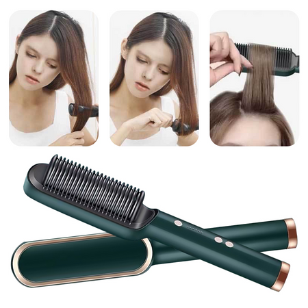 Hair Straightener Brush-Hair Straightening Iron With Built-in Comb