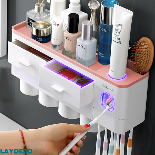 Multifunctional Toothbrush Holder, Wall Mount Rack Tools Set