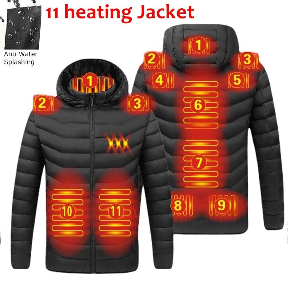 Veste d'hiver chaude unisexe chauffée par USB 