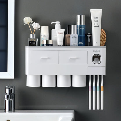 Multifunctional Toothbrush Holder, Wall Mount Rack Tools Set