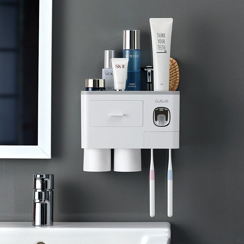 Multifunctional Toothbrush Holder, Wall Mount Rack Tools Set