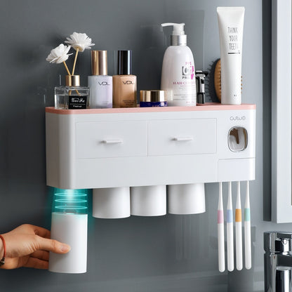 Multifunctional Toothbrush Holder, Wall Mount Rack Tools Set