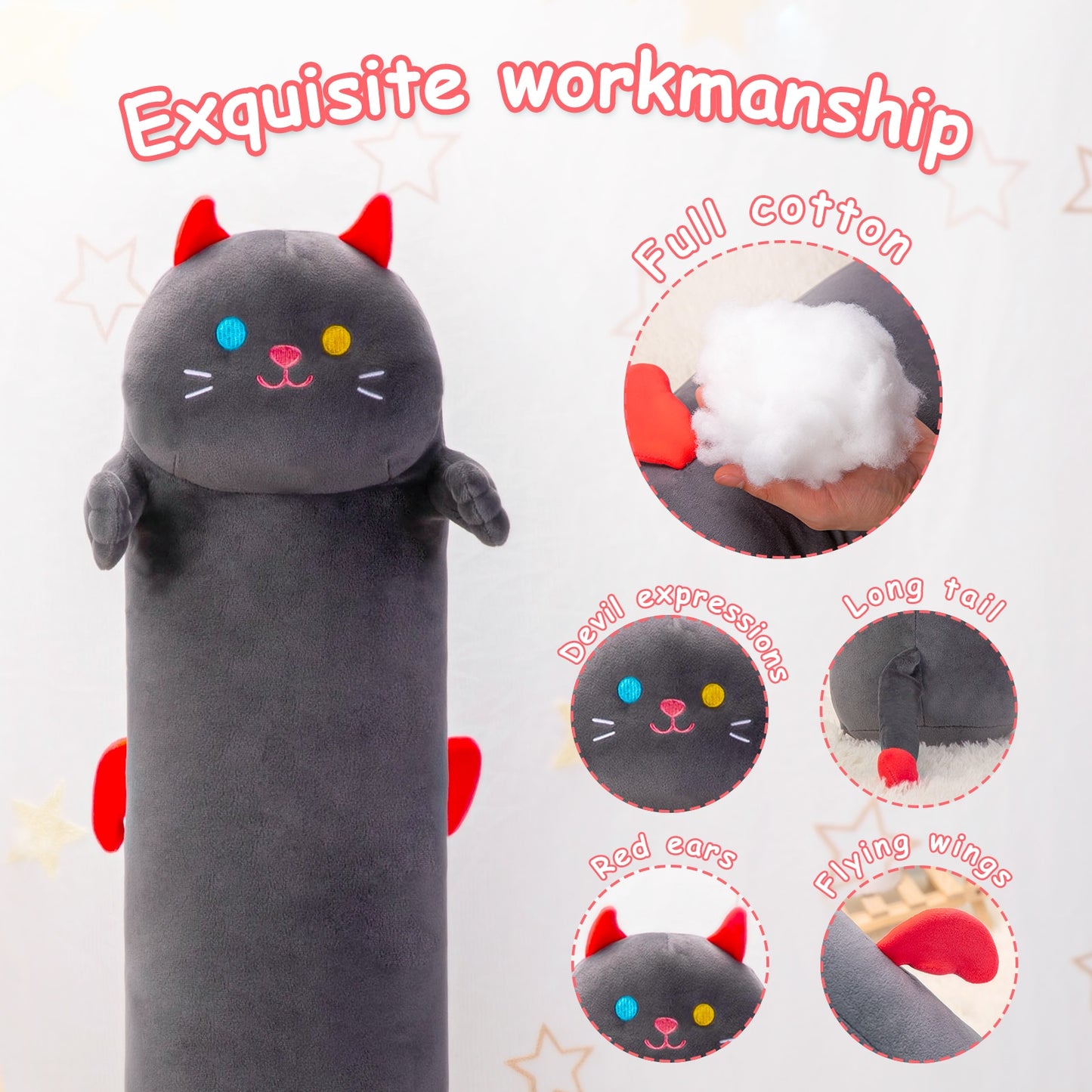 Mewaii 28 inches Soft Long Cat Pillow