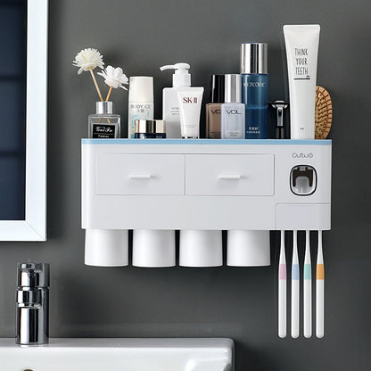 Multifunctional Toothbrush Holder, Wall Mount Rack Tools Set